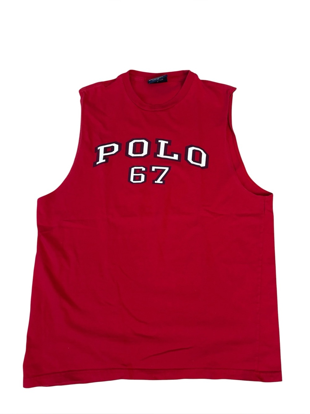 Vintage Polo Sport Ralph Lauren Red Sleeveless Tank Top 100% Cotton Size M